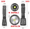 Nouveau XHP90.2 4 cellules lampe de poche LED de haute qualité USB Zoom batterie externe rechargeable 18650 26650 batterie lampe de poche pour le Camping d'aventure