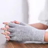 Cinq doigts gants coréen demi-doigt écran tactile conduite femmes hiver plus velours épais cachemire laine tricot mitaines d'écriture sans doigts S91