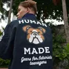 Menselijk gemaakte jas oversized casual hondenhoofd print mannen vrouwen menselijk gemaakte bomberjack T220816