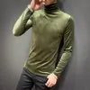 Camisetas masculinas Veludo Turtleneck de manga comprida 2022 Autumn Streetwear Party Luxury Tirm shir