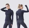 LU-088 YOGAS JACCH Women Yoga Outfits Definiera träningspass Sportrock Fitness Jackor Sport snabbt torrt Activewear Top Solid Zip Up Sweatshirt9