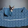 Klassisk hund denim kennels husdjur sovsoffa säng avtagbar tvättbar cowboy hundar katter sov sängar mattor kuddar