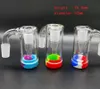 Glass Bong Ash Catcher Hookahs 45 90 Degree 14mm Male Joint Bubbler With Colorful Silicone Thick Perc Adaptor High Quality Smoke Accessory Dab Rigs Bongs Water Pipe