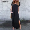 Plus Size 5XL Sexy Women Dress Summer Solid Casual Short Sleeve Maxi For Long Lady es 220527