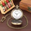 Pocket Watches Capital L Olive Leaf Pattern Bronze Quartz Watch Arabic Numerals Dial Retro Necklace Clock Fob Chain Pendant WatchPocket