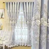 ヨーロッパの贅沢な刺繍された二重層セミブラックアウトカーテンのリビングルームとベッドルームの高いシェーディングレート220511
