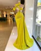Enkel Dubai Arabic One Shoulder Gleats Prom Dresses Glitter paljetter Illusion Celebrity Women Formell klänning Evening Party Pageant Gowns Custom Made Made