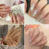 الأظافر الخاطئة الأزياء اللامعة البني القابل لإعادة الاستخدام على الفن fullcover diy manicure على نصائح أداة الصحافة b3c5 prud22