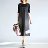 Sukienki swobodne #2401 Spring Summer Dżins Komornowe sukienki luźne czarne/niebieskie kieszenie vintage dżinsy spaghetti pasek żeńska