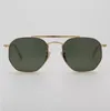 Top quality 51mm metal Metal plat uv400 hexagon flat Sunglasses Women Men Vintage Retro Brand Design Sun Glasses