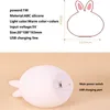 Cute Rabbit Silicone Night Light Colorful Discoloration Blue Pink Touch Dimming USB Cartoon Children Birthday Gift Sleep Light