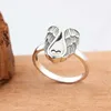 Cluster Rings Vintage Creative Love Ring Feather Guardian Old Craft Jewelry Ladies Couple 925 Silver Wedding RingCluster Wynn22