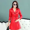 Jaqueta de couro mulheres preto vermelho L-5xl 2020 Spring Autumn Novo moda coreana Slim Faux Leather Coats Feminina JD878 L220728