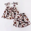 Girlymax Summer Baby Girls Children Clothes Strings Leopard Cow Floral Outfits Ruffles Boutique Kids Clothing 220620