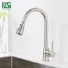 FLG Single Tecken Kitchen Faucet Mixer Pull Out Kitchen Tap Single Hole Water Tap Cold and varmvattenblandare Torneira Cozinha T200424