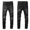 Jeans brancos com orifícios, designer masculino magro, designer angustiado, rasgado para calças de homem danificado de retalhos de retalhos de motocicleta longa zíper de jea