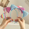 Fasce per orecchie di gatto dei cartoni animati con paillettes in polvere Dolce moda Accessori per capelli per bambini Fascia per capelli sottile carina all'ingrosso 1 65xt D3