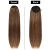 Human Hair Ponytail Extensions,Golden Brown Mix Bleach Blonde Clip in Ponytails Hair- Extension,Drawstring Straight Highlight Ponytails Real Pony Tail Hairpieces