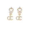 18K Plaqué Or Designer Lettres Stud Hoop Longue Boucle D'oreille Dangle Cristal Géométrique De Luxe Marque Femmes Étoile Strass Perle De Mariage Partie Jewerlry Accessoires Cadeaux