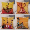 Cuscino/Cuscino decorativo Donna africana Fodera per cuscino morbida in peluche per divano Decorazioni per la casa Astuccio per pittura astratta arancione Collezione Africa Life Pi