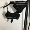 女性のビキニの手紙プリントスプリット水着下着スリングビーチBra Briefsセットホワイトブラックレディースランジェリー