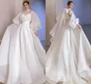 High Neck Organza Wedding Dress Long Puff Sleeve Bride Gown Simple A-line And Clean Vestido de novia 2023