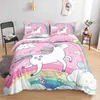 Kawaii Unicorn Красочно светящиеся детские постельные принадлежности для девочек розовый роскошный одеял обложка короля королева близнецы