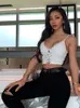 Sexy Lace Strap Backless Short Women Top Nightclub Solid Black Up Summer Beach Boho Camis Tank BOG 39HY 220325