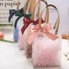 Gift Wrap 5st Box Transperant PVC Tote Candy Bag med band för bröllopsockerpåsar Baby Shower Brithday Party Souvenir Decor