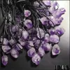 Pendant Necklaces Pendants Jewelry Natural Crystal Amethyst Rough Stone Necklace Wholesale Drop Delivery 2021 Dhtq1