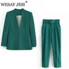 Wesay Jesi Women's Officeスーツファッションブレザーパンツスーツシンプルなソリッドカラーカラー長袖 +ズボン2ピースセットW220331