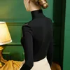 Women's Top Long Sleeve T-shirt Slim Fit Shirt Mesh Perspektiv Sexig kontor Turtleneck Y2K Eesthetic 220516