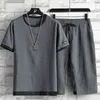 Brand Men's Tracksuit Summer T-shirt +Shorts Two Piece Set Male Sweatsuit Sports Suits Casual Harajuku Shorts Sets Plus Size 6XL