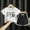 Boutique beer tweedelige set peuter jongens kleding dunne cartoon print short tracksuit outfits schattige kinderen s kledingpak 220620