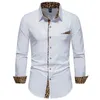 Mens Casual Long Sleeve Button Down Dress Shirts Topps 2022 Märke Patchwork Leopard Print Shirt Men Business Shirt Man L220704