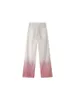 Jeans tie-dye rosa bianco Estate donna Nuova vita alta Moda allentata Semplice denim dritto sfumato Pantaloni a nove punti Donna L220726