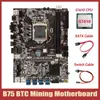 Computer Cables Connectors -B75 BTC Mining Motherboard G1610 CPU SATA Cable Switch LGA1155 8XPCIE till USB DDR3 B75 Miner MotherboardCompute