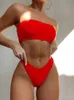 Ingaga Bandeau bikini -bikini żeński stroje kąpielowe żebra kąpielowa kobiety solidne kostiury kąpielowe seksowne na ramię Biquini Summer Beach 220518