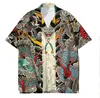 القمصان غير الرسمية للرجال tesavel الوشم الياباني 3D طباعة قميص هاواي الرجال الضخم الشارع هاراجوكو الشاطئ