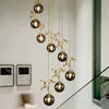Kolye lambaları Modern LED Pendeant Lights Amber Clear Balls Lambalı Oturma Odası Yatak Odası Dekorasyonu Lüks Asılı Bahçe Işık Fikstür