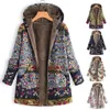 Women's Trench Coats Womens Coat Winter Warm Outwear Floral Print Hooded Pockets Vintage Oversize Female Women's Casual Plus SizeWomen's