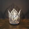 Candle Holders Eid Mubarak Hollow Leaf Shaped Holder Metal Candles Stand Ornament For Home Ramadan Festival Party Table Decorati