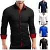 Män skjorta varumärke våren manlig högkvalitativ långärmad tröjor avslappnad träff färg smal passform svart man företag c1758 220322