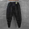 Модные весенние хип -хоп полосатые штаны Мужчины свободны бегунов уличная одежда гарем -брюки. Брюки для лодыжки. 220816