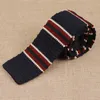 Neck Ties Linbaiway 5cm Sknniy For Men's Knitted Flat Head Striped Tie Slim Neckties Wedding Formal Cravat Custom LOGO