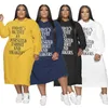 Plus Size Dresses Dress 5XL Hoodies Letter Print Loose Casual Pockets Winter Clothes Maxi For Women Wholesale DropPlus