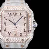 전체 다이아몬드 남성 시계 자동 기계식 시계 40mm 다이아몬드 박힌 스틸 팔찌 손목 시계 비즈니스 손목 시계 Montre de Luxe