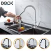 Grifo de cocina de latón con un solo orificio, grifo mezclador para fregadero con caño extraíble y cabezal rociador cromado/negro 220401