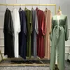 Odzież Etniczna Ramadan Abayas dla kobiet Kimono Cardigan Open Abaya Dubaj Satynowy Tkanina Arabska Muzułmańska Moda Hidżab Dress Turcja Islamska