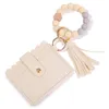 Bracelet en cuir PU portefeuille porte-clés fête faveur glands bracelet porte-carte sac en silicone perlé bracelet sac à main femmes bijoux GCC108